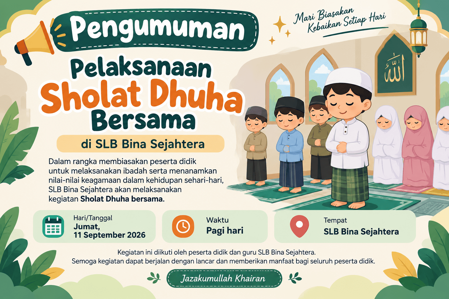 Pelaksanaan Sholat Dhuha Bersama
